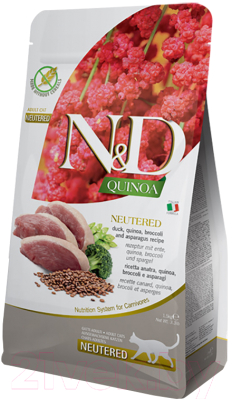 Сухой корм для кошек Farmina N&D Cat Adult Quinoa Neutered Duck & Broccoli & Asparagus - фото