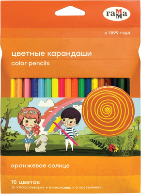 Набор цветных карандашей ГАММА Оранжевое солнце / 260220211 - фото