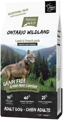 Сухой корм для собак Natura Wild Dog Ontario Wildland с ягненком и французской свининой / 795042 (12кг) - фото