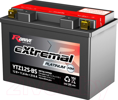Мотоаккумулятор RDrive eXtremal Platinum YTZ12S-BS - фото