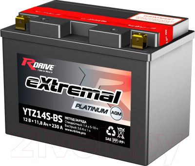 Мотоаккумулятор RDrive eXtremal Platinum YTZ14S-BS - фото
