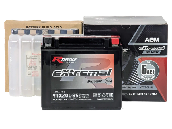 Мотоаккумулятор RDrive eXtremal Silver YTX20L-BS