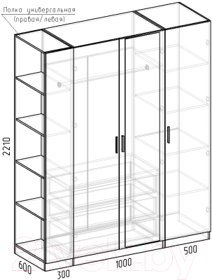 Шкаф Интермебель Марсель-27 / МР 01-27 (дуб крафт золотой)