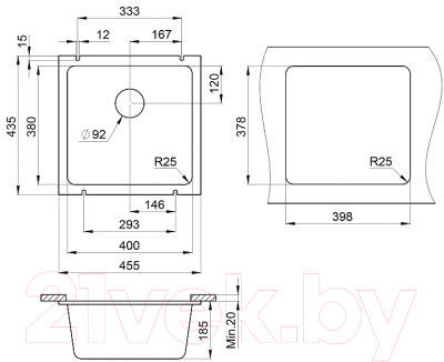 Мойка кухонная GRANULA GR-3801 (алюминиум)