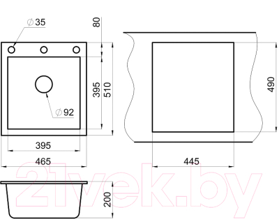 Мойка кухонная GRANULA GR-4651 (алюминиум)