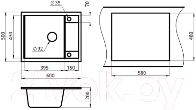 Мойка кухонная GRANULA GR-6002 (алюминиум)