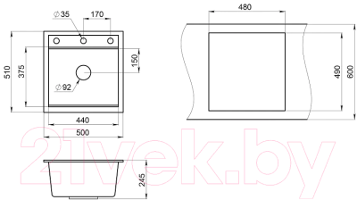 Мойка кухонная GRANULA KS-5002 (алюминиум)