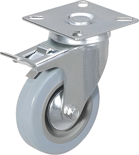 Колесо для тележки складской TOR Поворотное SCgb 42 100мм с тормозом / 1003243 - фото