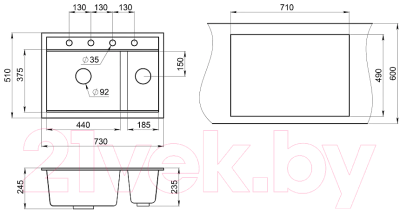 Мойка кухонная GRANULA KS-7302 (арктик)