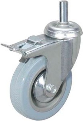 Колесо для тележки складской TOR Поворотное SCtgb 42 100мм с болтом и тормозом / 1003630 - фото