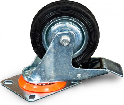 Колесо для тележки складской TOR Поворотное SCb 42 100мм с тормозом (N) / 1024166 - фото