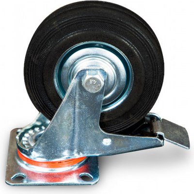 Колесо для тележки складской TOR Поворотное SCb 55 125мм с тормозом (N) / 1024167 - фото