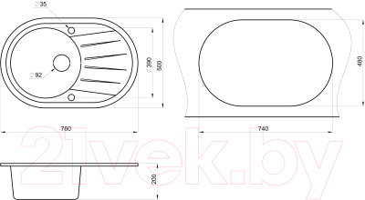 Мойка кухонная GRANULA ST-7601 (черный)