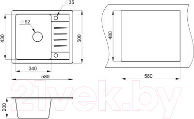 Мойка кухонная GRANULA ST-5803 (черный)