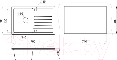 Мойка кухонная GRANULA ST-7602 (черный)