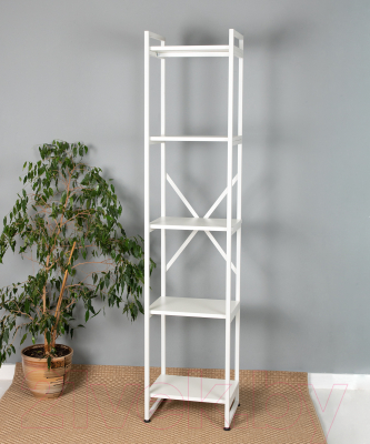 Стеллаж Millwood Лофт СН-2 (L) 400x350x1820 (белый/металл белый)