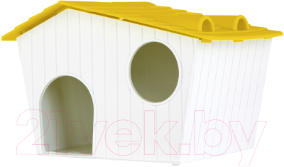 Домик для клетки Voltrega 0315945/yellow (белый/желтый) - фото