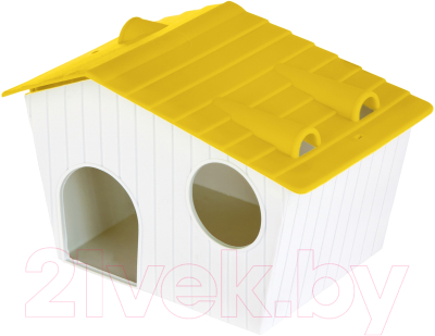 Домик для клетки Voltrega 0315945/yellow (белый/желтый)