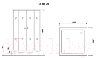 Душевой уголок Niagara NG-010-14QT 100x100x195