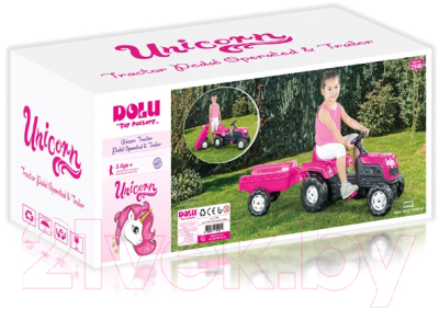 Каталка детская Dolu Unicorn с прицепом / 2508