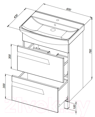 Тумба под умывальник АВН Ливорно 60 / 33.06