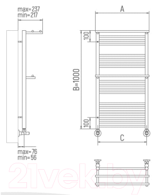 Полотенцесушитель водяной Ukko Астрид П20 54.8x100