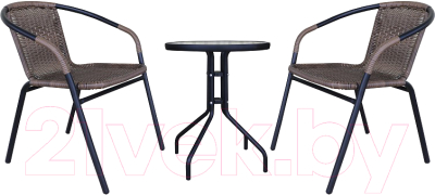 Комплект садовой мебели Garden Story Марсель Мини / WR2719/WR1208-МТ003 (черный/ротанг коричневый) - фото