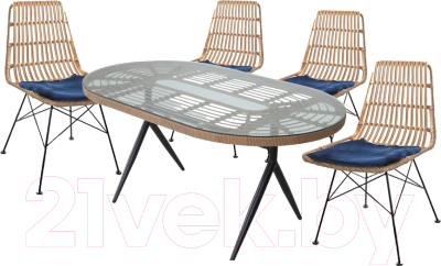 Комплект садовой мебели Garden Story Габриел / GS005/GS007 (черный/ротанг бежевый) - фото