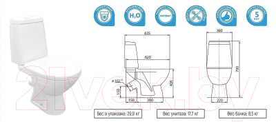 Унитаз напольный Rosa Сканди Люкс (белый)