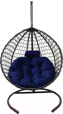 Кресло подвесное Craftmebelby Кокон Капля Премиум (синий/коричневый) - фото