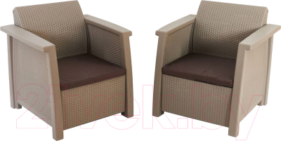 Комплект кресел садовых Keter Toledo Duo / 254010 (капучино) - фото