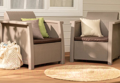 Комплект кресел садовых Keter Toledo Duo / 254010 (капучино)