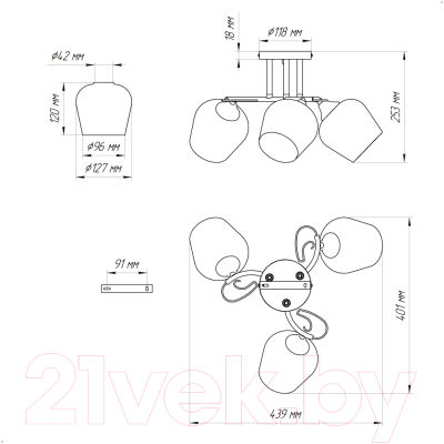 Люстра Элетех 21295-9/3 НПБ 01-3х60-214 Е27 / 1005404930