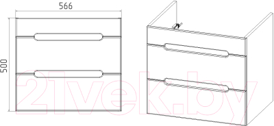 Тумба под умывальник Viant Марсель Como 60 / VMAR60COG-T2YP