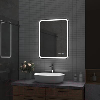 Зеркало Континент Russo Led 60x70 (с функцией антизапотевания и часами)