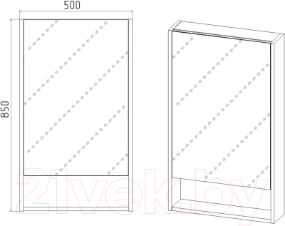 Шкаф с зеркалом для ванной Viant Мальта 50 / VMAL50BEL-ZSH