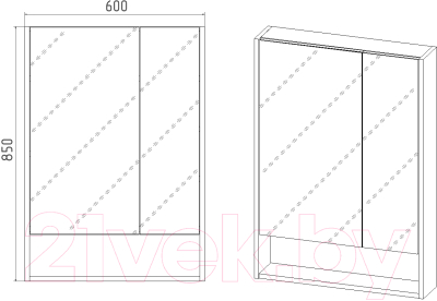 Шкаф с зеркалом для ванной Viant Мальта 60 / VMAL60BEL-ZSH