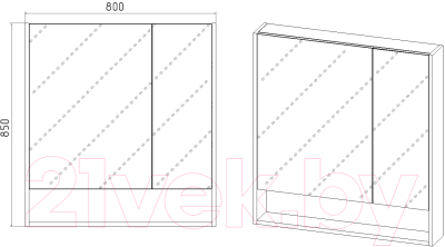 Шкаф с зеркалом для ванной Viant Мальта 80 / VMAL80BEL-ZSH