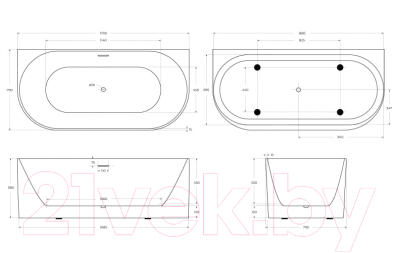 Ванна акриловая BelBagno BB412-1700-800