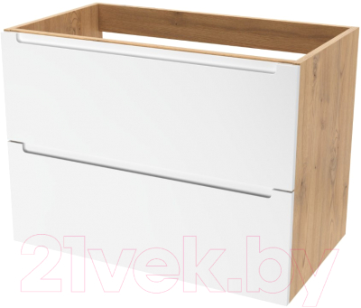 Тумба под умывальник ЗОВ Дион 60 / D60LHO0M9003MKV5 (белый матовый/дуб) - фото