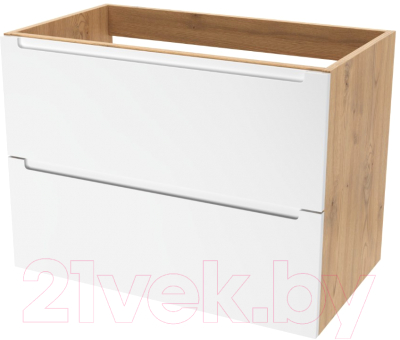 Тумба под умывальник ЗОВ Дион 90 / D90LHO0M9003MKV5 (белый матовый/дуб) - фото