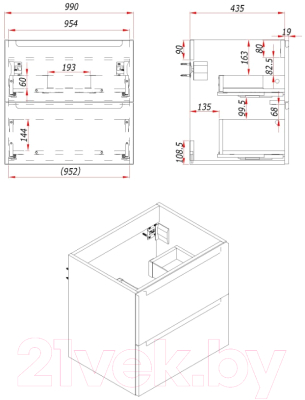 Тумба под умывальник ЗОВ Дион 100 / D100LWP0M9003MKV5 (белый матовый)