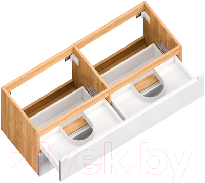 Тумба под умывальник ЗОВ Дион 120 / D120LHO0M9003GKV5 (белый глянцевый/дуб)