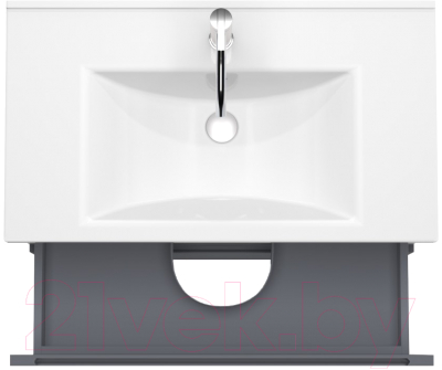 Тумба под умывальник ЗОВ Дион 60 / D60LHO0M7015GKV5 (графит глянцевый/дуб)