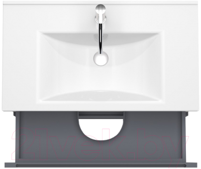 Тумба под умывальник ЗОВ Дион 80 / D80LHO0M7015GKV5 (графит глянцевый/дуб)