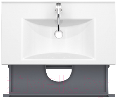 Тумба под умывальник ЗОВ Дион 100 / D100LHO0M7015GKV5 (графит глянцевый/дуб)