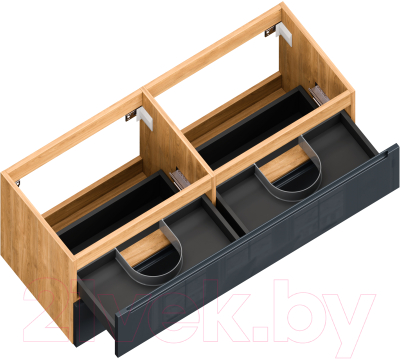 Тумба под умывальник ЗОВ Дион 120 / D120LHO0M7015GKV5 (графит глянцевый/дуб)