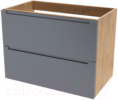 Тумба под умывальник ЗОВ Дион 60 / D60LHO0M7015МKV5 (графит матовый/дуб) - фото