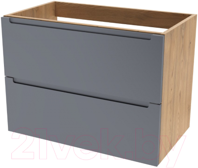 Тумба под умывальник ЗОВ Дион 70 / D70LHO0M7015МKV5 (графит матовый/дуб) - фото
