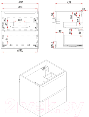 Тумба под умывальник ЗОВ Дион 70 / D70LWPFM1015GKV5